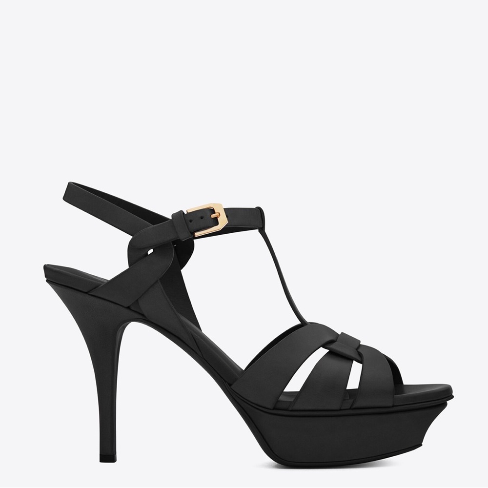 Tribute Platform Sandal - Smooth Leather - Black